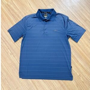 Greg Norman Polo Shirt Blue Stripe Golf Five‎ Iron Play Dry Athletic Mens Size M